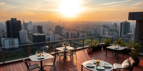 Coquetel de confraternização no rooftop: charme, vista e exclusividade em um só evento