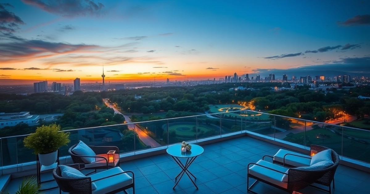 Espaço rooftop para casamento com vista para o parque em São Paulo