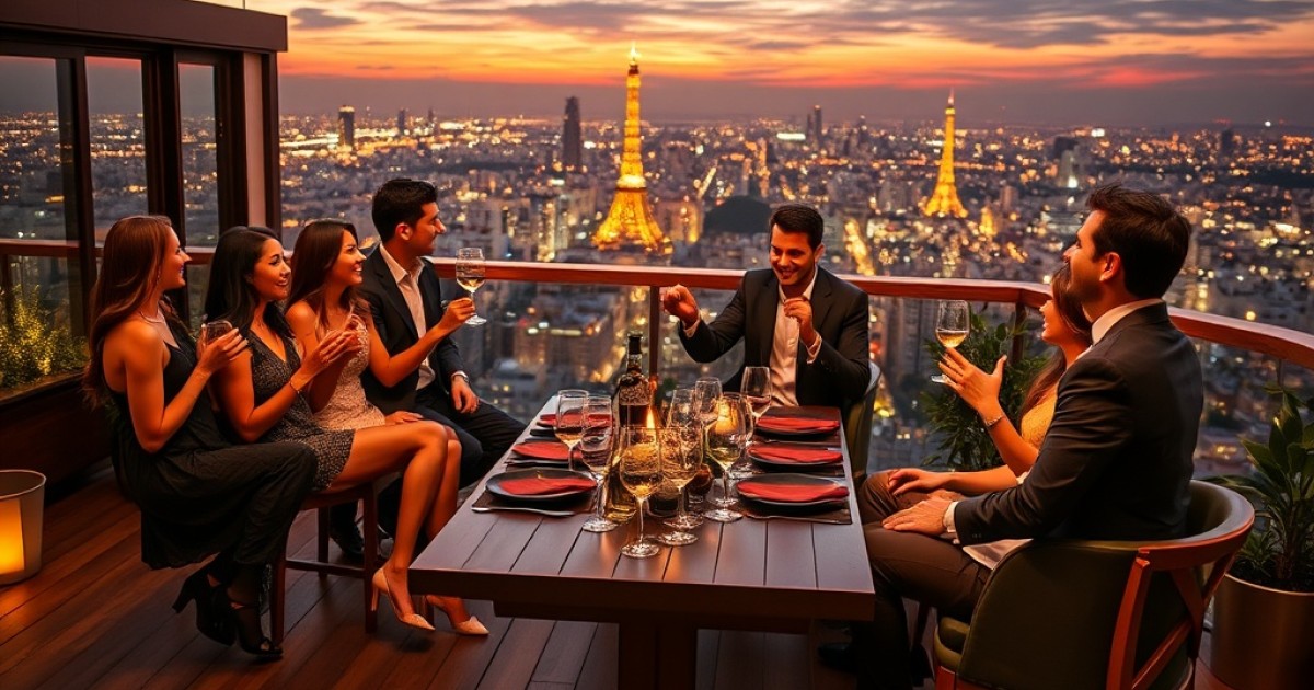 Festa de aniversário em restaurante rooftop em São Paulo com carta de vinhos exclusiva