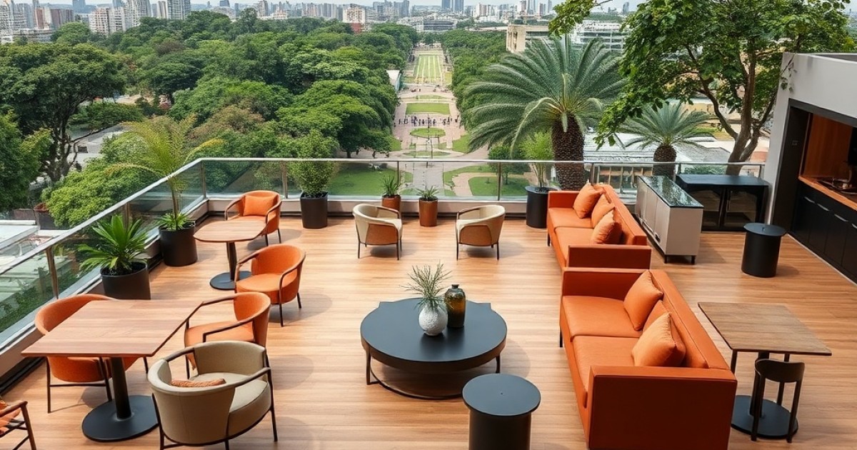 Salão de festa para casamento com vista panorâmica