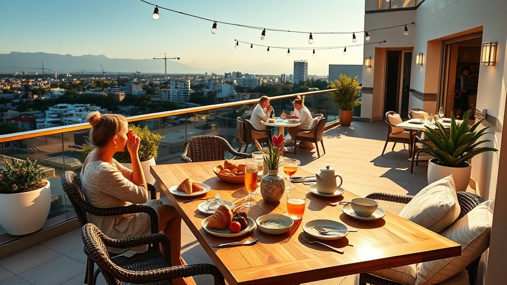 Formatos de comemoração que brilham em terraços: do brunch ao pôr do sol
